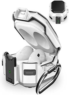 Galafoki【Anti-Drop Lock】 Case for Samsung Galaxy Buds FE 2023 /Buds 2 Pro Case(2022)/Buds Pro Case(2021)/ Buds 2 Case (2021)/Buds Live Case(2020), Earbuds Case with Keychain/Zipper Box/Brush - White