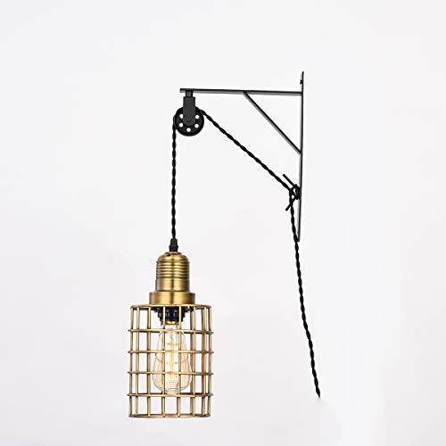 Topotdor Wall Mount Bracket and Pulley Set of 2 for Vintage Farmhouse Hanging Lighting DIY Industrial Pendant Light Fixture (Black) - Image 4