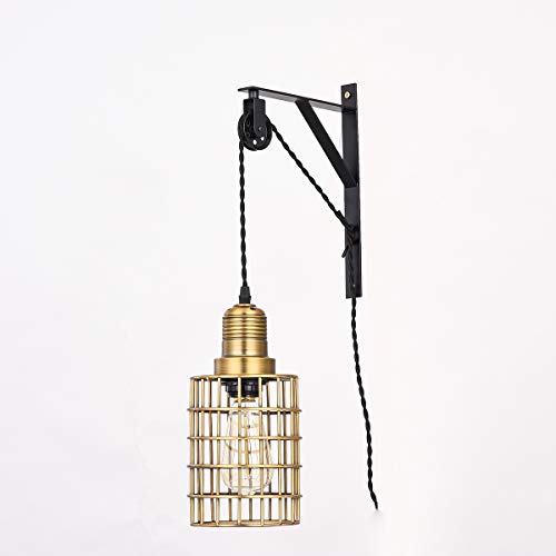 Topotdor Wall Mount Bracket and Pulley Set of 2 for Vintage Farmhouse Hanging Lighting DIY Industrial Pendant Light Fixture (Black) - Image 2