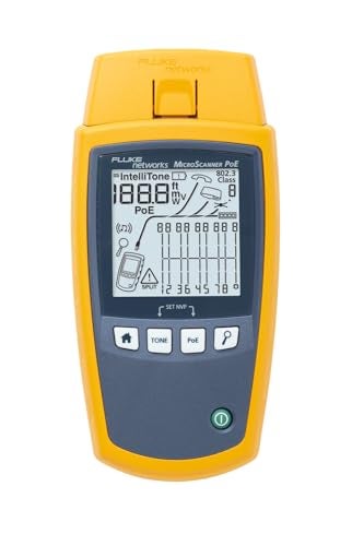 Fluke Networks 5018508 MSPOE MicroScanner فاحص كابل نحاسي واختبار PoE لكابلات RJ45 فئة 56A Ethernet يحدد فئة الطاقة 08 المزودة من أجهزة PSE Ethernet - Image 1