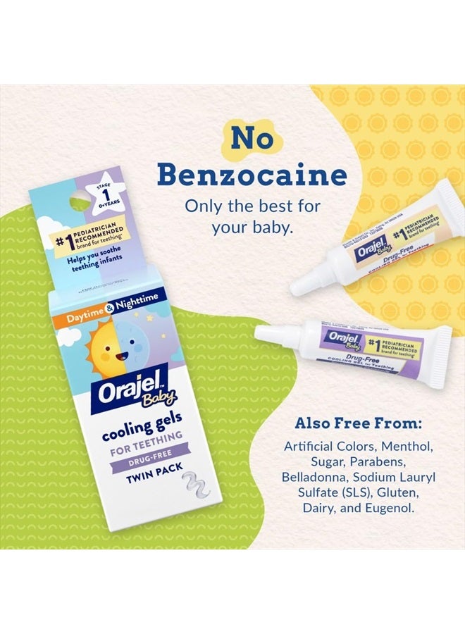 Orajel جل تبريد للأطفال خلال النهار والليل لآلام التسنين، خالي من الأدوية، العلامة التجارية الموصى بها من قبل أطباء الأطفال رقم 1 لآلام التسنين*، أنبوبان 0.18 أونصة - Image 3
