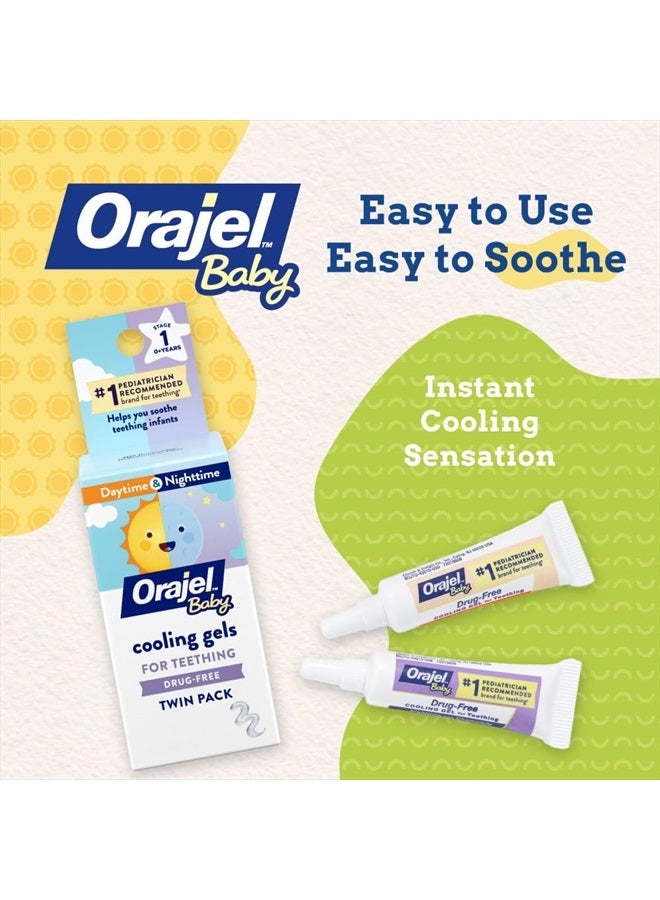 Orajel جل تبريد للأطفال خلال النهار والليل لآلام التسنين، خالي من الأدوية، العلامة التجارية الموصى بها من قبل أطباء الأطفال رقم 1 لآلام التسنين*، أنبوبان 0.18 أونصة - Image 2