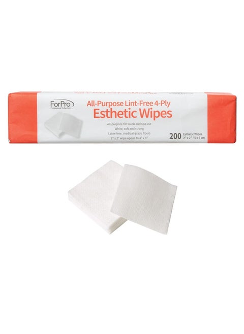 ForPro Professional Collection All-Purpose Lint-Free 4-Ply Esthetic Wipes, for Salon and Spa Use, Soft, Strong and Durable, Latex-Free, 2" x 2", 200-Count