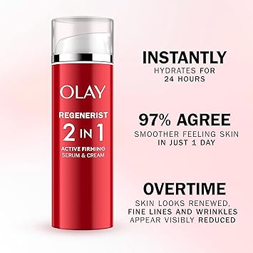 Procter & Gamble Olay Regenerist Day Face Cream Serum 2in1 AntiWrinkle Active Firming Skincare Moisturiser with AntiAgeing Niacinamide and Peptides Renews Firms and Hydrates Lightweight 50ml - Image 4