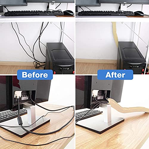 JOTO 4 Pack Cable Management Sleeve, 19-20 Inches Cord Organizer System with Zipper for TV Computer Office Home Entertainment, Flexible Cable Sleeve Wrap Cover Wire Hider System -Beige - Image 4