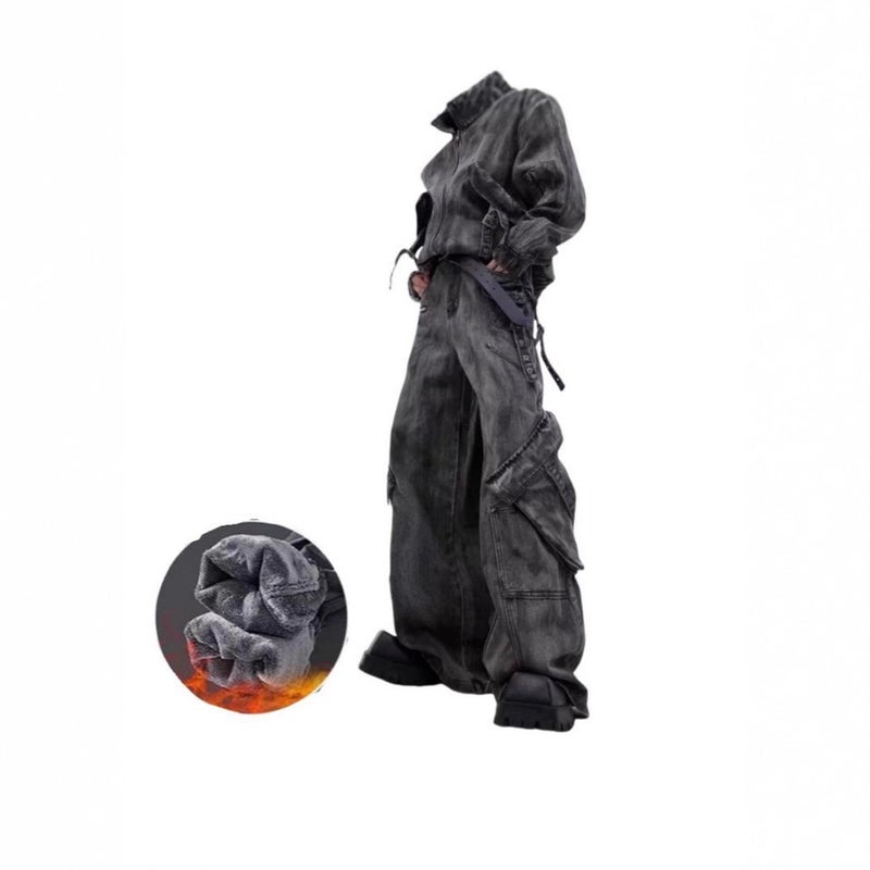 Unisex Classic Denim Jeans Loose Fit Daily Outdoor Wear - Image 2