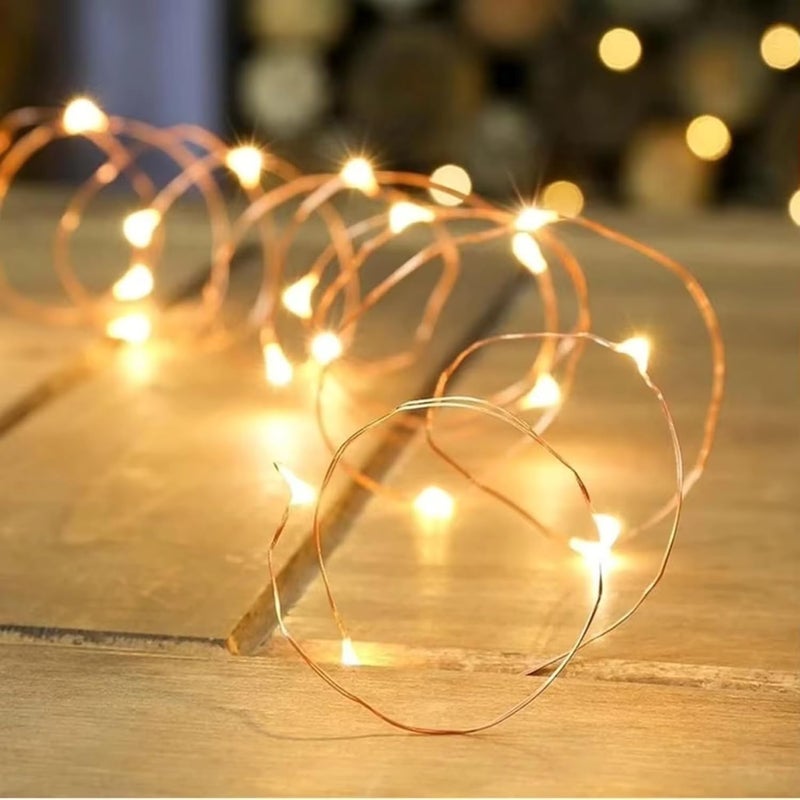 HUMAIZAR إضاءة خيوط الفوانيس النحاسية HUMAIZAR بطول 10 متر و100 LED تعمل بالطاقة من USB لتزيين حفلات عيد الميلاد وحفلات الزفاف والهدايا ومهرجانات ديوالي 100 LED 10 م دافئ أبيض تعمل بالطاقة من USB عبوة من 1 - Image 2