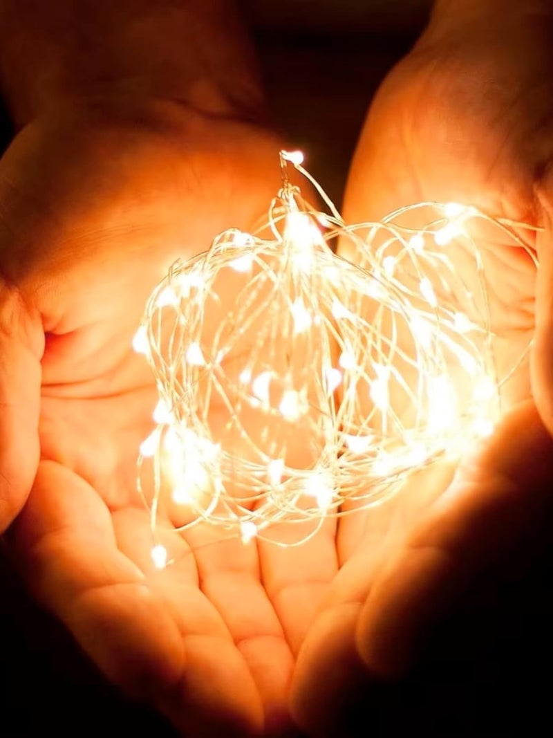 HUMAIZAR إضاءة خيوط الفوانيس النحاسية HUMAIZAR بطول 10 متر و100 LED تعمل بالطاقة من USB لتزيين حفلات عيد الميلاد وحفلات الزفاف والهدايا ومهرجانات ديوالي 100 LED 10 م دافئ أبيض تعمل بالطاقة من USB عبوة من 1 - Image 4