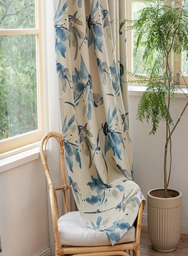 SUOUO Vintage Floral Blackout Curtains for Bedroom 84 inches Long 2 Panels Patterned Black Sketch Style Window Drapes for Living Room - Image 4