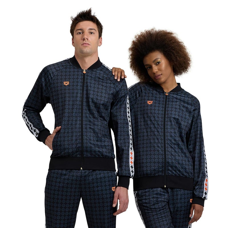 ARENA 50th Anniversary Unisex Mens and Womens Team Relax IV Jacket Full Zip Black MultiBlackWhite Small