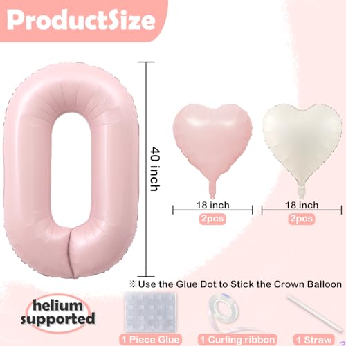 Florisland Pink 1 Balloon Number Pastel Pink 1st Birthday Party Decorations for Girls 40inch Big Dusty Pink Balloon Foil Mylar 1 Birthday Balloons for First Anniversary Decorations Number 1 Balloon - Image 5