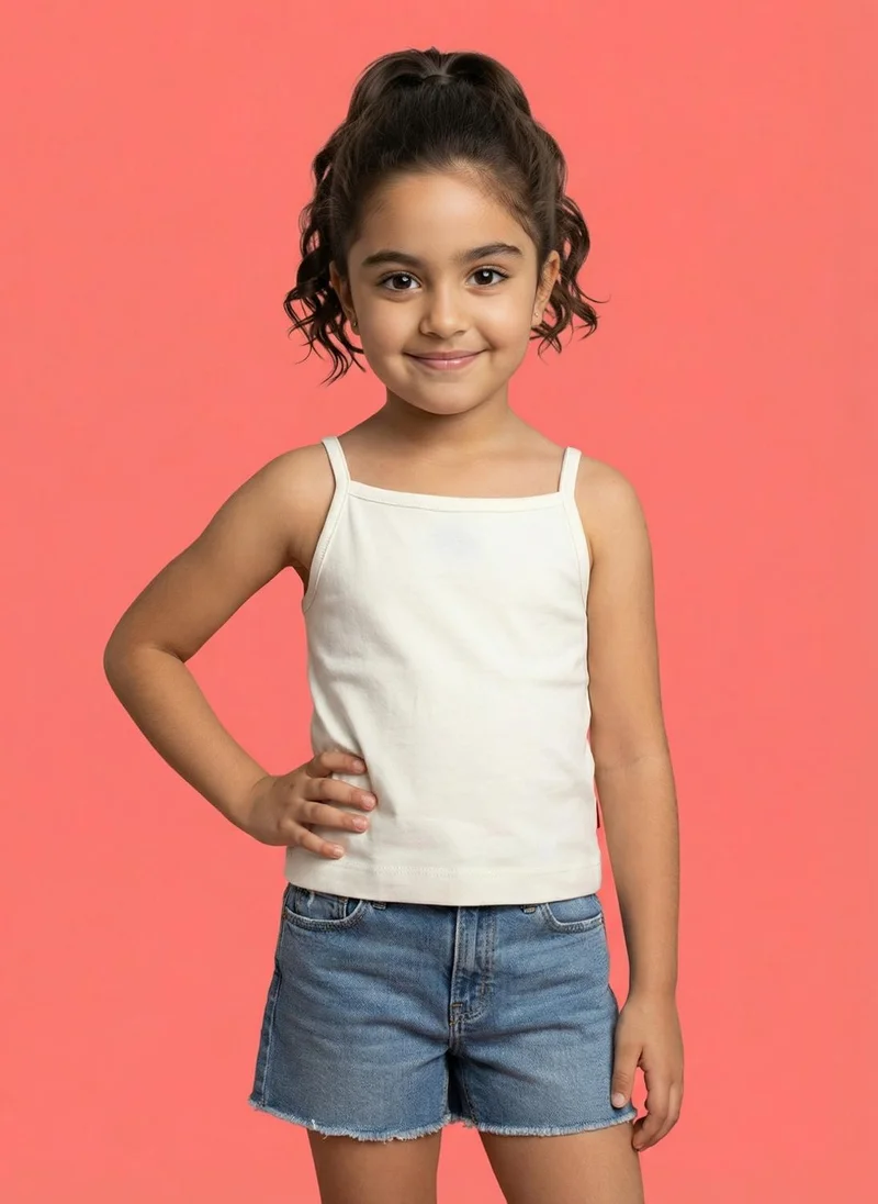 نوتيناتي Nautinati Girls' 100% Cotton Pack of 3 Solid Essentials Camisoles