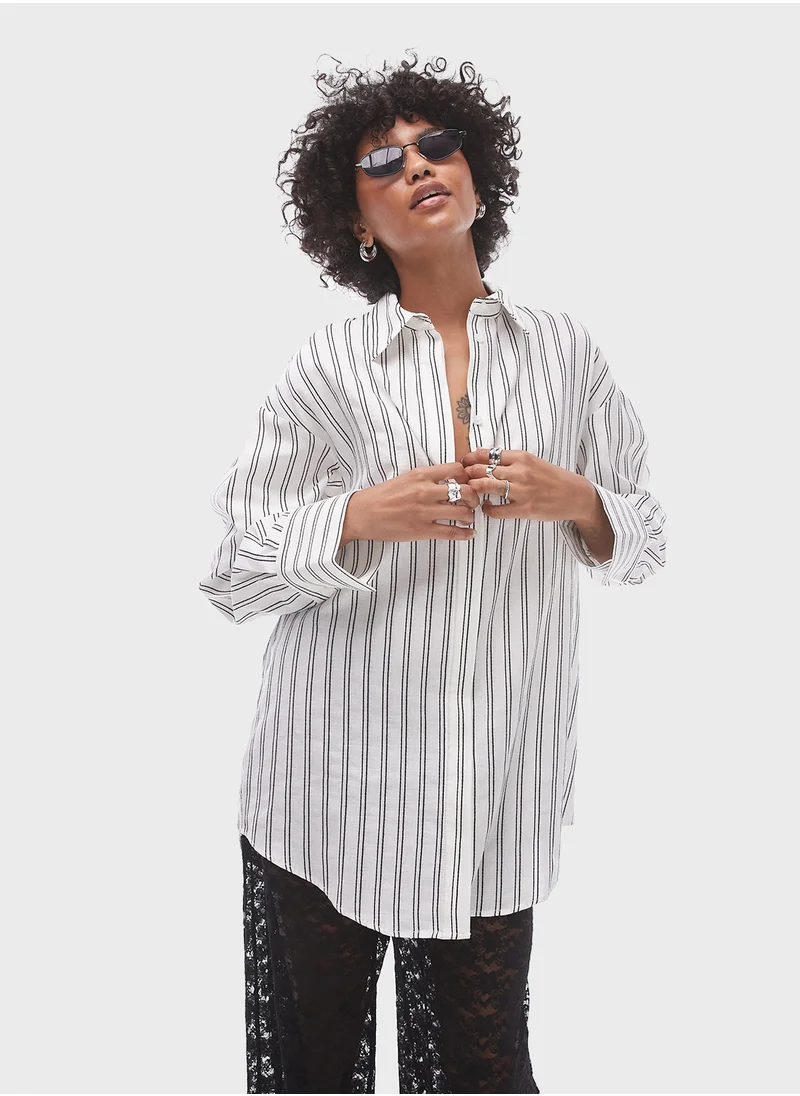 توب شوب Topshop co-ord stripe oversized shirt