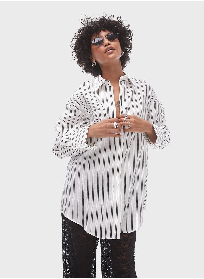 TOPSHOP Topshop co-ord stripe oversized shirt  - Image 1