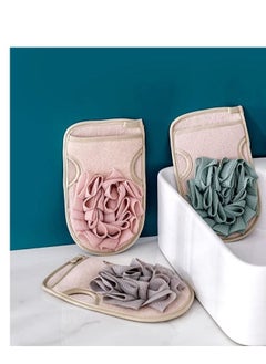 Y&D Double Sided Exfoliating Gloves - Shower Puff Scrub Thick Back Bath with Cleansing Facial Sponge for Men Women Body Face Arms Legs Quickly Exfoliate Wash Spa 3 Pieces  - Image 2