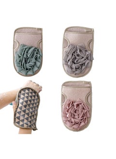 Y&D Double Sided Exfoliating Gloves - Shower Puff Scrub Thick Back Bath with Cleansing Facial Sponge for Men Women Body Face Arms Legs Quickly Exfoliate Wash Spa 3 Pieces  - Image 1