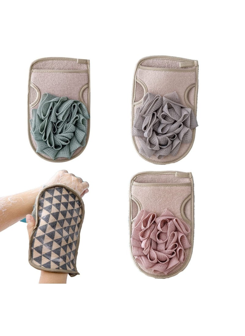 Y&D - Double Sided Exfoliating Gloves - Shower Puff Scrub Thick Back Bath with Cleansing Facial Sponge for Men Women Body Face Arms Legs Quickly Exfoliate Wash Spa 3 Pieces - Image 1
