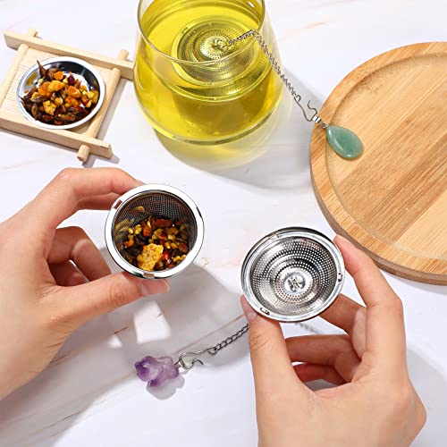 Vesici 6 Sets Loose Leaf Tea Infusers Stainless Steel Steeper Ball for Loose Tea Holder Mesh Strainer Filters with Drip Trays and Pendant - Image 5