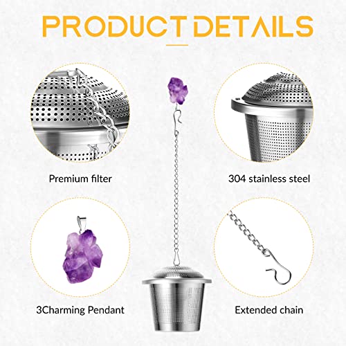 Vesici 6 Sets Loose Leaf Tea Infusers Stainless Steel Steeper Ball for Loose Tea Holder Mesh Strainer Filters with Drip Trays and Pendant - Image 3