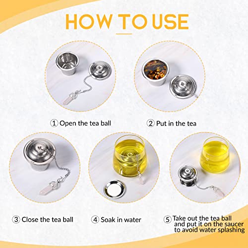 Vesici 6 Sets Loose Leaf Tea Infusers Stainless Steel Steeper Ball for Loose Tea Holder Mesh Strainer Filters with Drip Trays and Pendant - Image 4