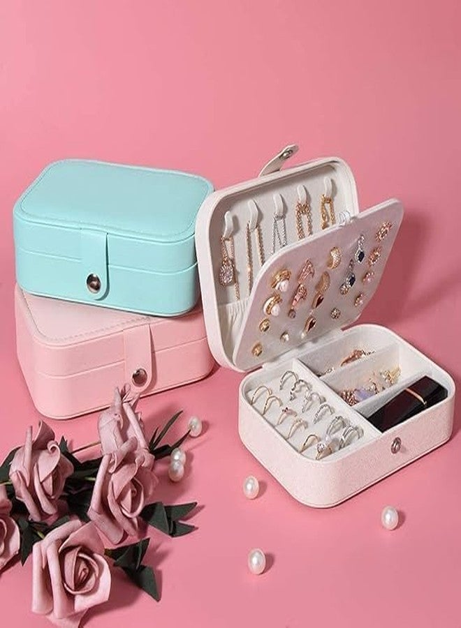 Ghini Women's Mini Jewellery Box Organizer Faux Leather Storage Case Small Portable Jewelry Box for Rings Necklaces Jewelry Gift for Girlfriend & Wife - Image 1