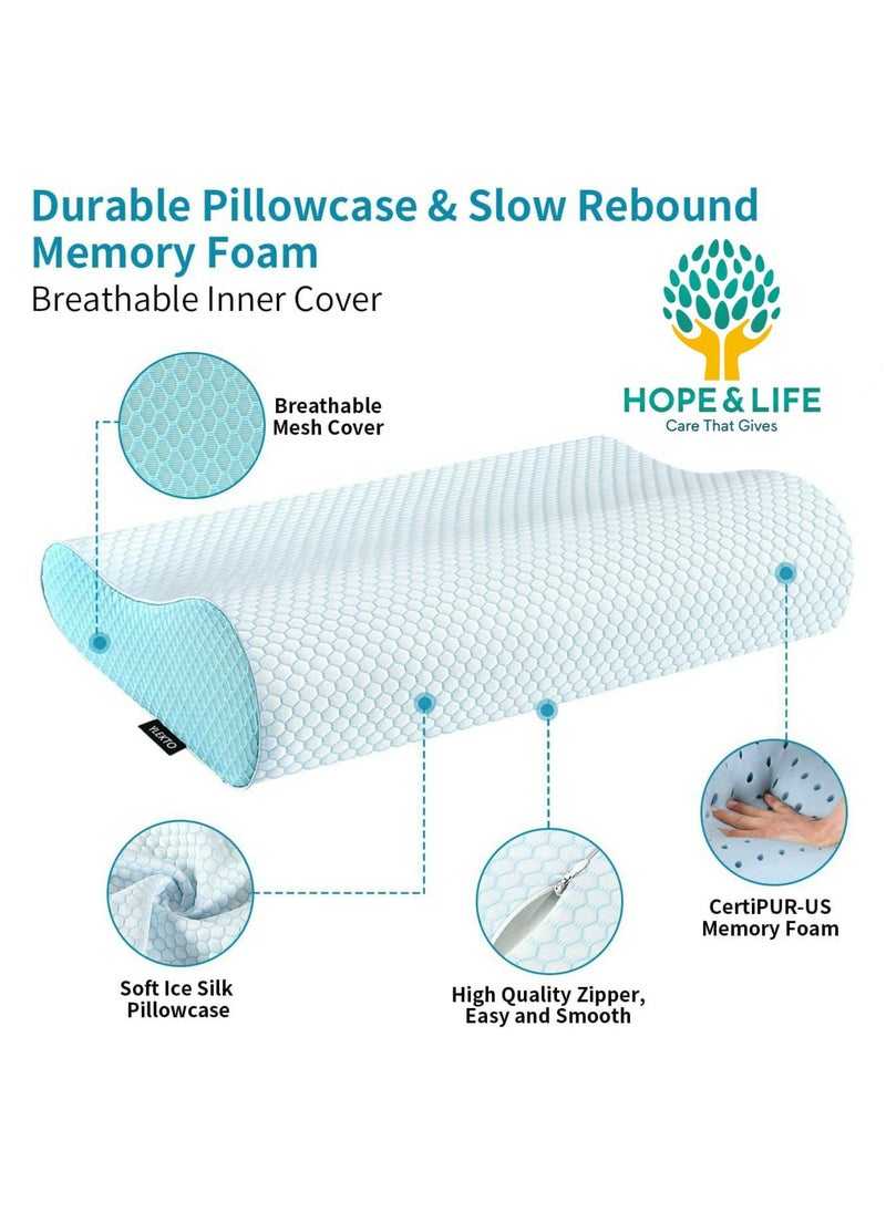 Hope And Life - Medical Memory Foam Contour Pillow for Kids and Adults Provides Proper Neck and Cervical Support - 55*35*5/7 cm - Image 1