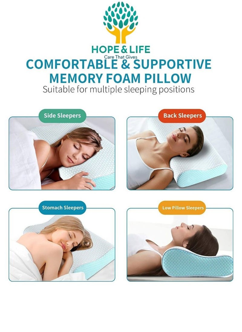 Hope And Life - Medical Memory Foam Contour Pillow for Kids and Adults Provides Proper Neck and Cervical Support - 55*35*5/7 cm - Image 1