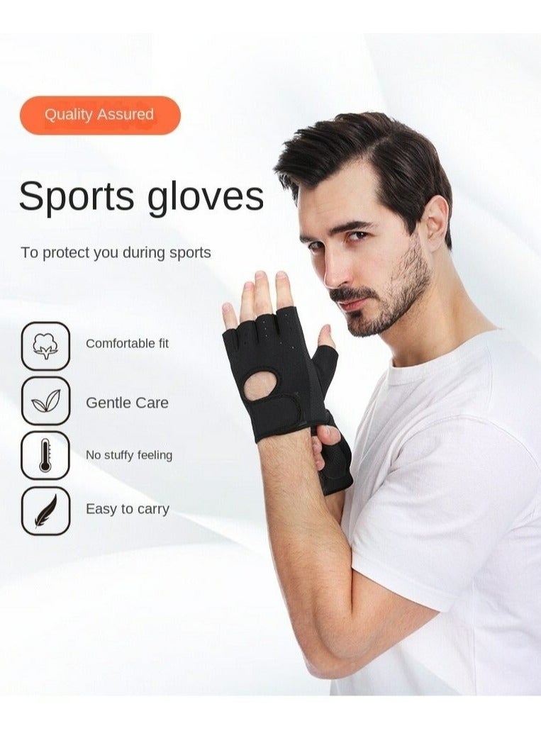 PRO ACTION Workout Gloves, with Palm Protection, Semi Finger Training Gloves, Lightweight Gym Weight Lifting Gloves for Men/Women, Breathable Exercise, Black - Image 2