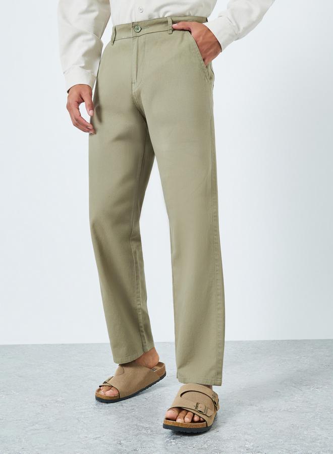 Styli Men Olive Relaxed Fit Chinos - Image 1