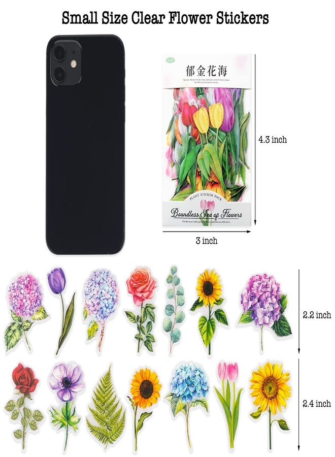 Knaid 600 Pieces Clear Flower Stickers Set, Transparent Floral Botanical Aesthetic Journaling Stickers for Nature Scrapbook Supplies Card Making Junk Journal Bullet Journal Planner - Image 3