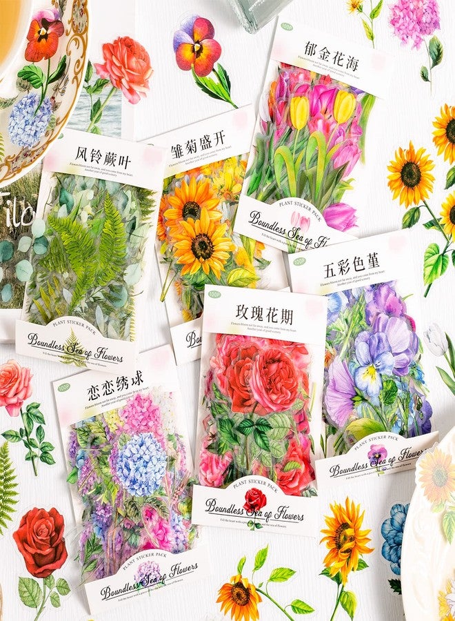 Knaid 600 Pieces Clear Flower Stickers Set, Transparent Floral Botanical Aesthetic Journaling Stickers for Nature Scrapbook Supplies Card Making Junk Journal Bullet Journal Planner - Image 2