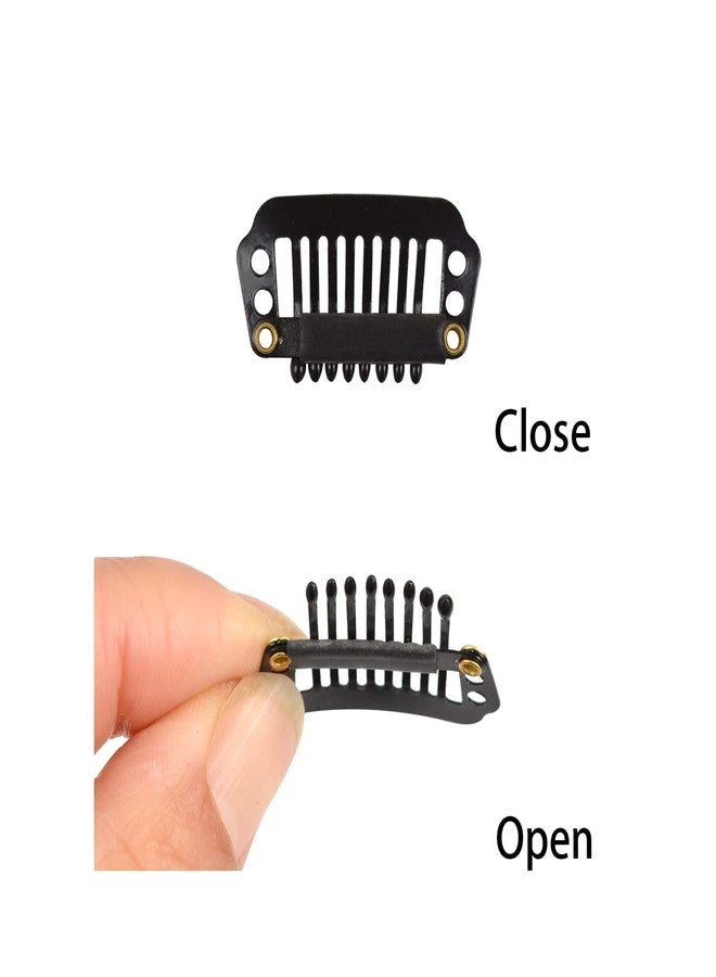 YTBYT 50pcs 28mm 8-teeth Wig Clips: Metal Snap Hair Clips with Rubber Silicone Back for Wigs & Hairpieces (Black) - Image 3