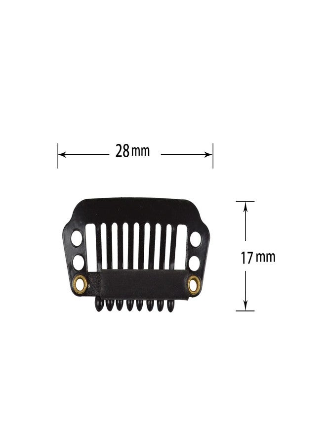 YTBYT 50pcs 28mm 8-teeth Wig Clips: Metal Snap Hair Clips with Rubber Silicone Back for Wigs & Hairpieces (Black) - Image 2