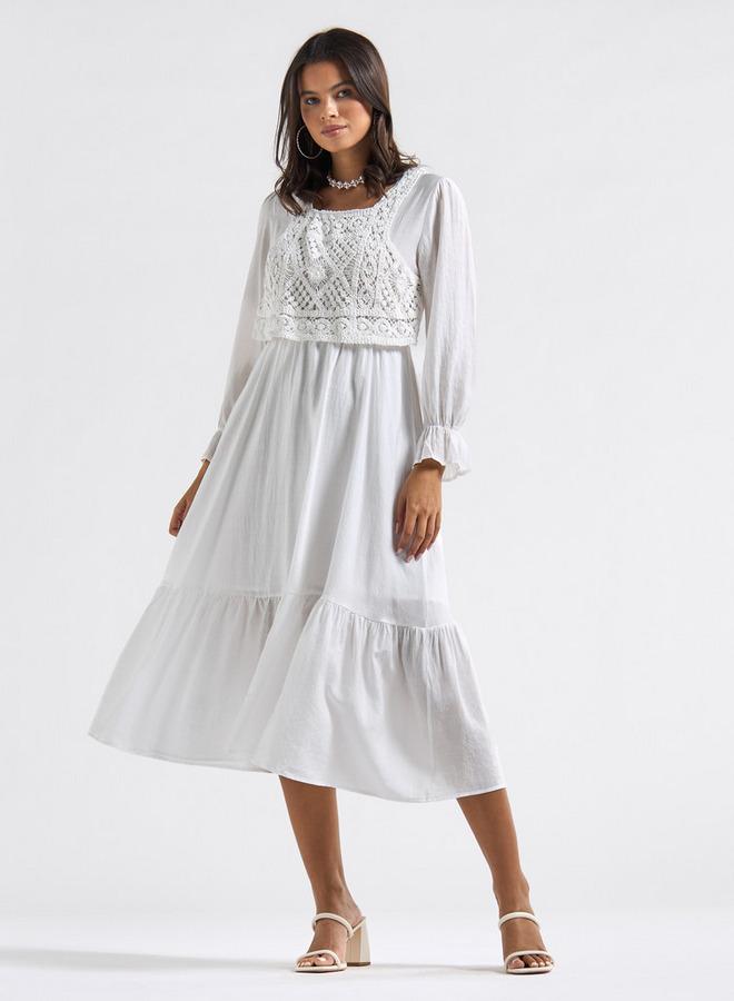 سبلاش فيڤ فستان إيه لاين متعدد التصاميم بياقة مربّعة وأكمام جرس - Image 1