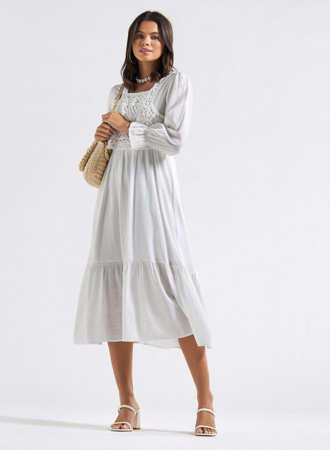 سبلاش فيڤ فستان إيه لاين متعدد التصاميم بياقة مربّعة وأكمام جرس - Image 2