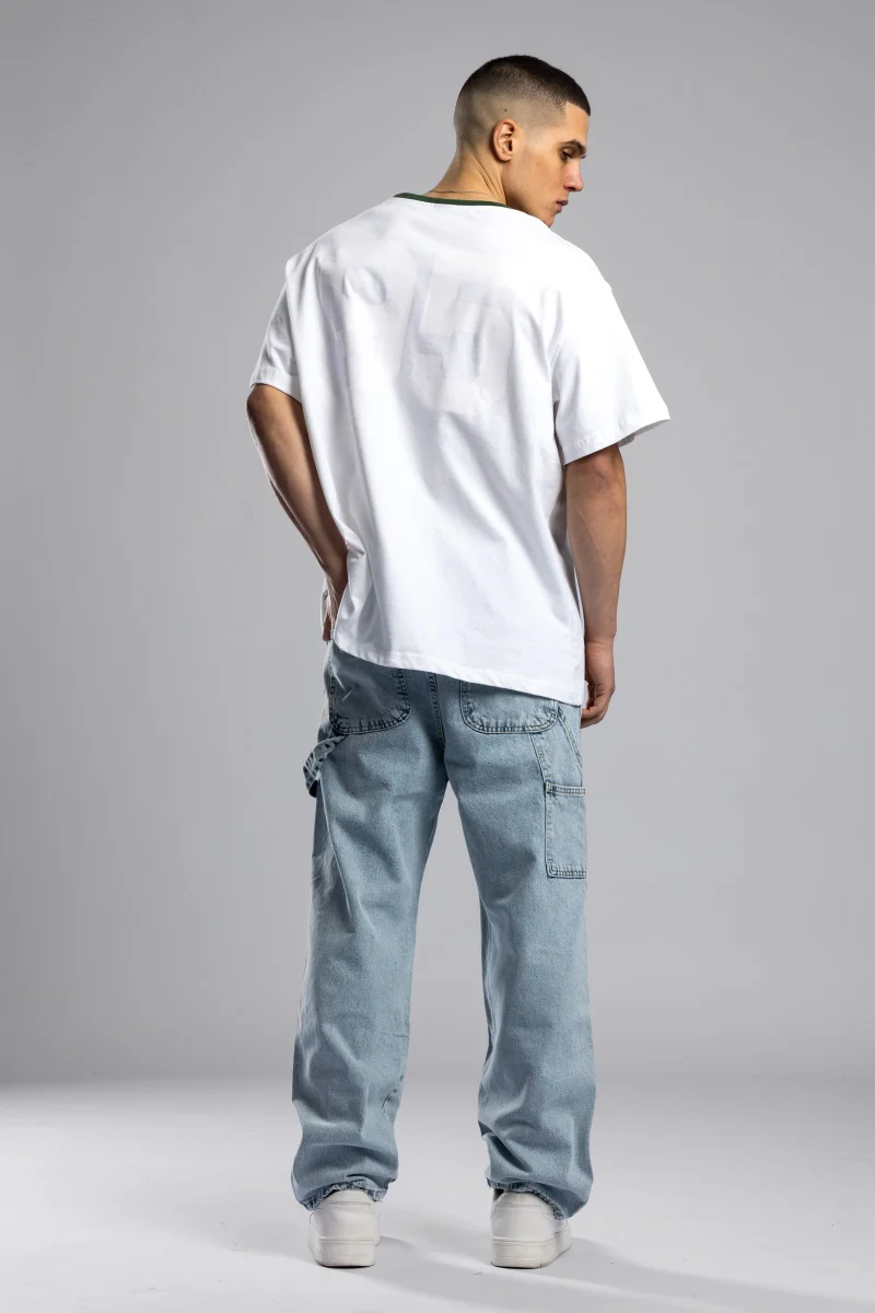 Catch Oversize Contrast Collar Printed T-shirt