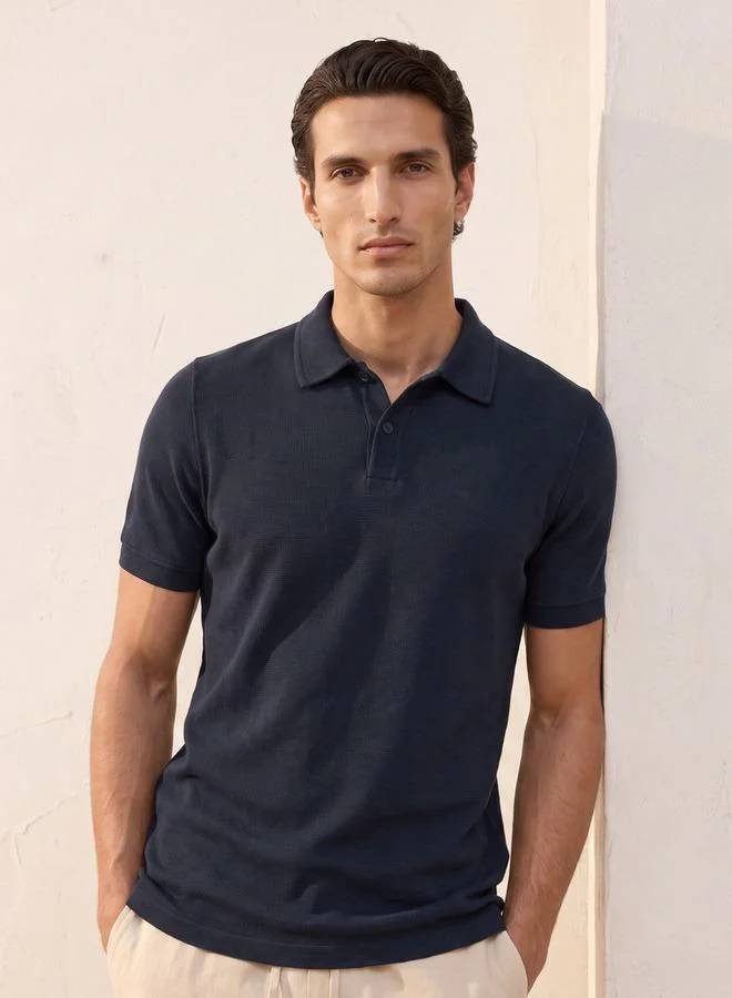 Splash FAV Basic Short Sleeves Textured Polo T-shirt