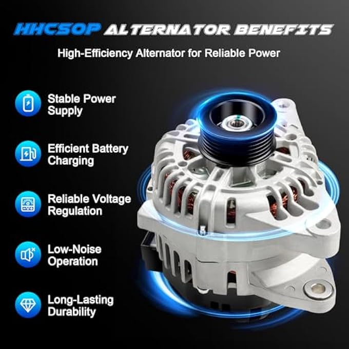HHCSOP New Alternator Fit for V6 2.7 2.7L 2005 2006 Hyundai Santa Fe, 05 Sonata, 2005-2008 Tiburon, 2005-2009 Tucson, 05-06 Kia Optima Magentis, 2005-2010 Sportage 120Amp 3730037800 11188N 2655524 AVA0066 - Image 5