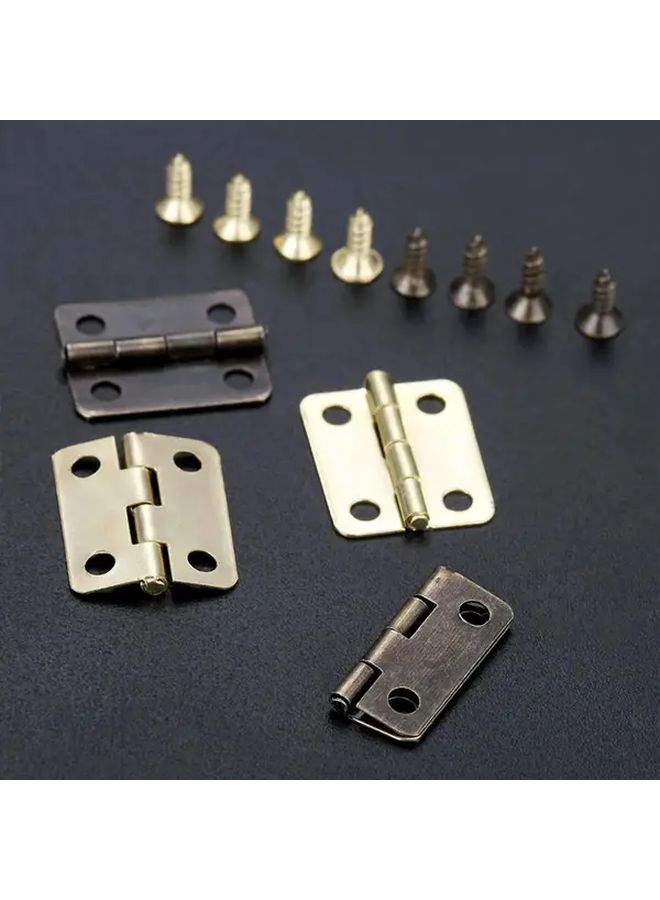 Golden Mini Rounded Hinges 50Pcs With 200 Screws Durable 4 Hole Furniture Hardware - Image 4