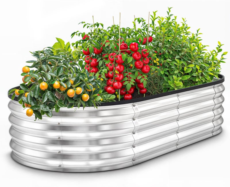 Utopia Home Galvanized Raised Garden Bed Kit 4x2x1ft, Planter Box Raised Garden Beds Outdoor, Easy Assembly Metal Raised Bed for Gardening Vegetables, Fruits, Flowers - Pack of 01 - Silver - Image 1