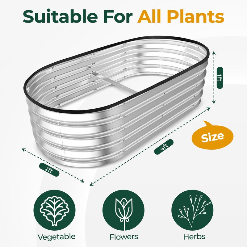 Utopia Home Galvanized Raised Garden Bed Kit 4x2x1ft, Planter Box Raised Garden Beds Outdoor, Easy Assembly Metal Raised Bed for Gardening Vegetables, Fruits, Flowers - Pack of 01 - Silver - Image 3