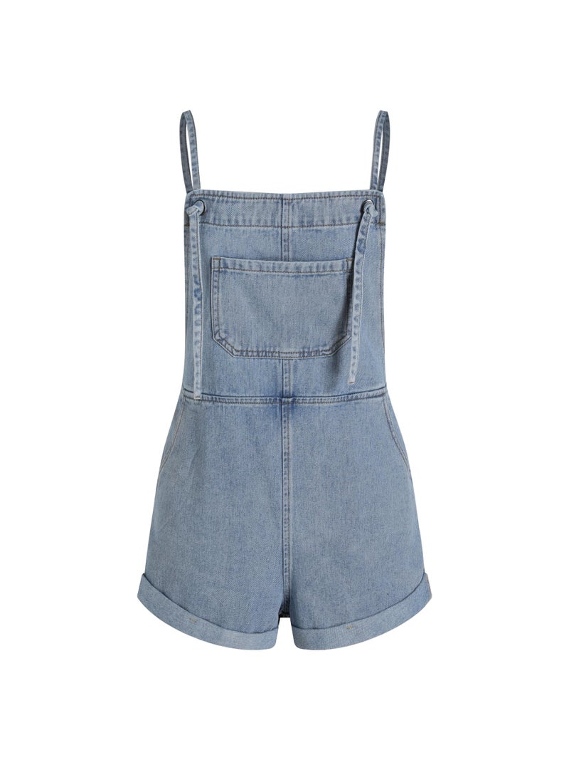 CIDER Overall Shorts For Women Jean Denim Rompers Adjustable Strap Loose Fit Overalls Summer Casual Outfits with Pockets - Image 1