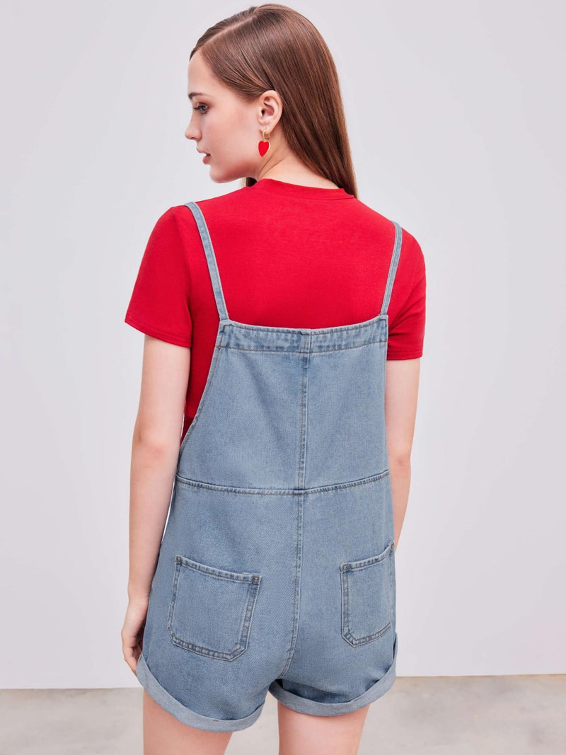 CIDER Overall Shorts For Women Jean Denim Rompers Adjustable Strap Loose Fit Overalls Summer Casual Outfits with Pockets - Image 5