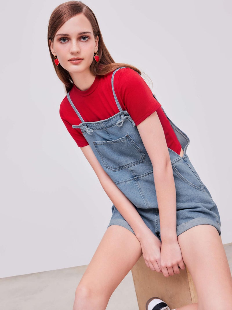 CIDER Overall Shorts For Women Jean Denim Rompers Adjustable Strap Loose Fit Overalls Summer Casual Outfits with Pockets - Image 3