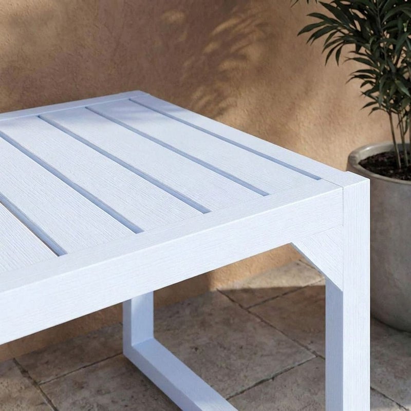 DANUBE HOME Infante Center Table | All Weather 1 Piece Outdoor Coffee Table | Modern Design Furniture For Balcony, Garden Bench Seating Terrace Lawn Patio Poolside - L60xW38xH34cm -Light Blue - Image 3