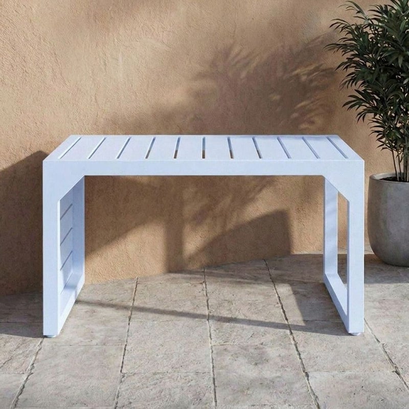 DANUBE HOME Infante Center Table | All Weather 1 Piece Outdoor Coffee Table | Modern Design Furniture For Balcony, Garden Bench Seating Terrace Lawn Patio Poolside - L60xW38xH34cm -Light Blue - Image 2