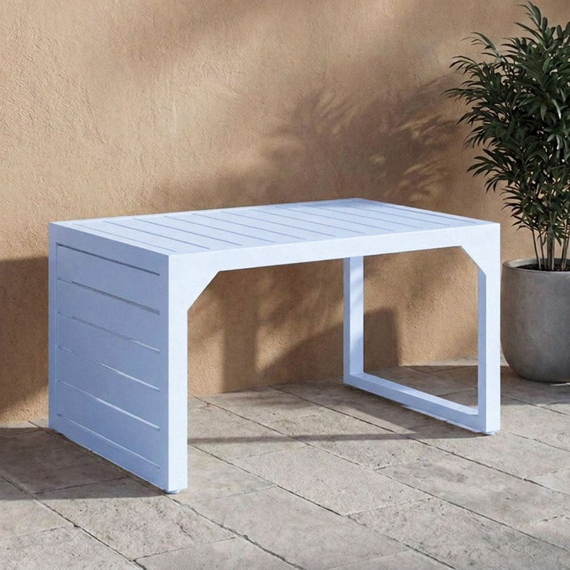 DANUBE HOME Infante Center Table | All Weather 1 Piece Outdoor Coffee Table | Modern Design Furniture For Balcony, Garden Bench Seating Terrace Lawn Patio Poolside - L60xW38xH34cm -Light Blue - Image 1