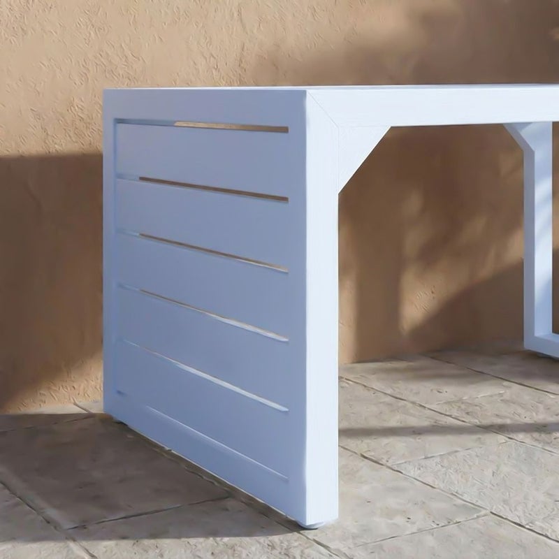 DANUBE HOME Infante Center Table | All Weather 1 Piece Outdoor Coffee Table | Modern Design Furniture For Balcony, Garden Bench Seating Terrace Lawn Patio Poolside - L60xW38xH34cm -Light Blue - Image 4