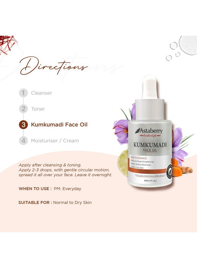 Astaberry Indulge Kumkumadi Face Oil For Glowing Skin With Saffron & Lotus Extracts For Dull Skin, Sandalwood & Mulethi For Reduces Dark Spots & Blemishes | 30 Ml  - Image 4