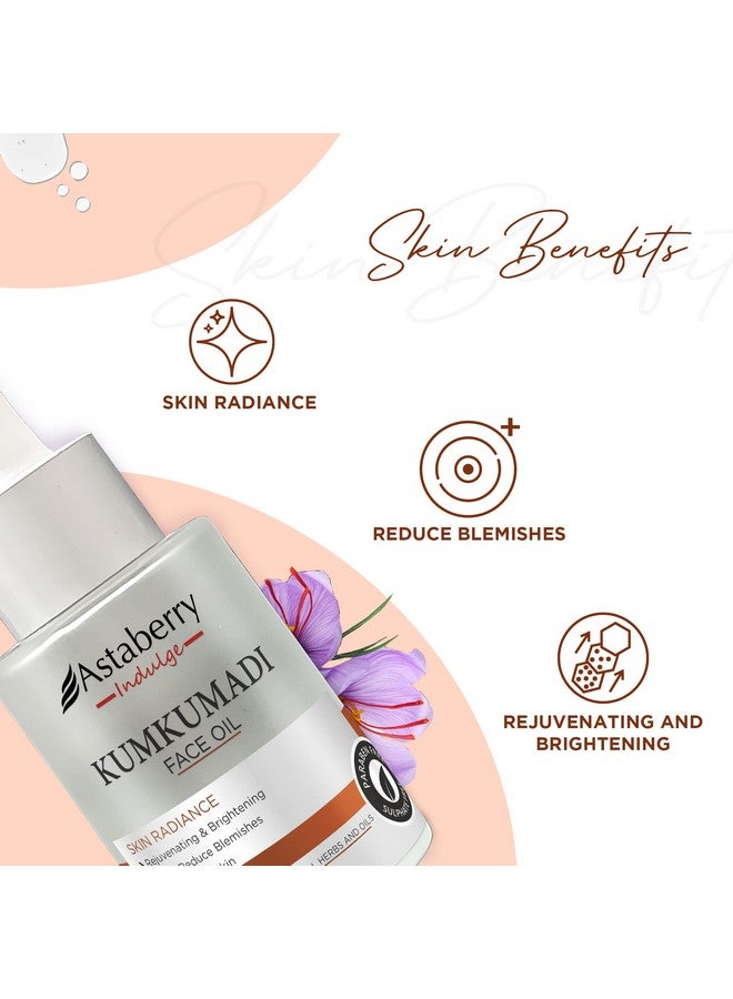 Astaberry Indulge Kumkumadi Face Oil For Glowing Skin With Saffron & Lotus Extracts For Dull Skin, Sandalwood & Mulethi For Reduces Dark Spots & Blemishes | 30 Ml  - Image 3